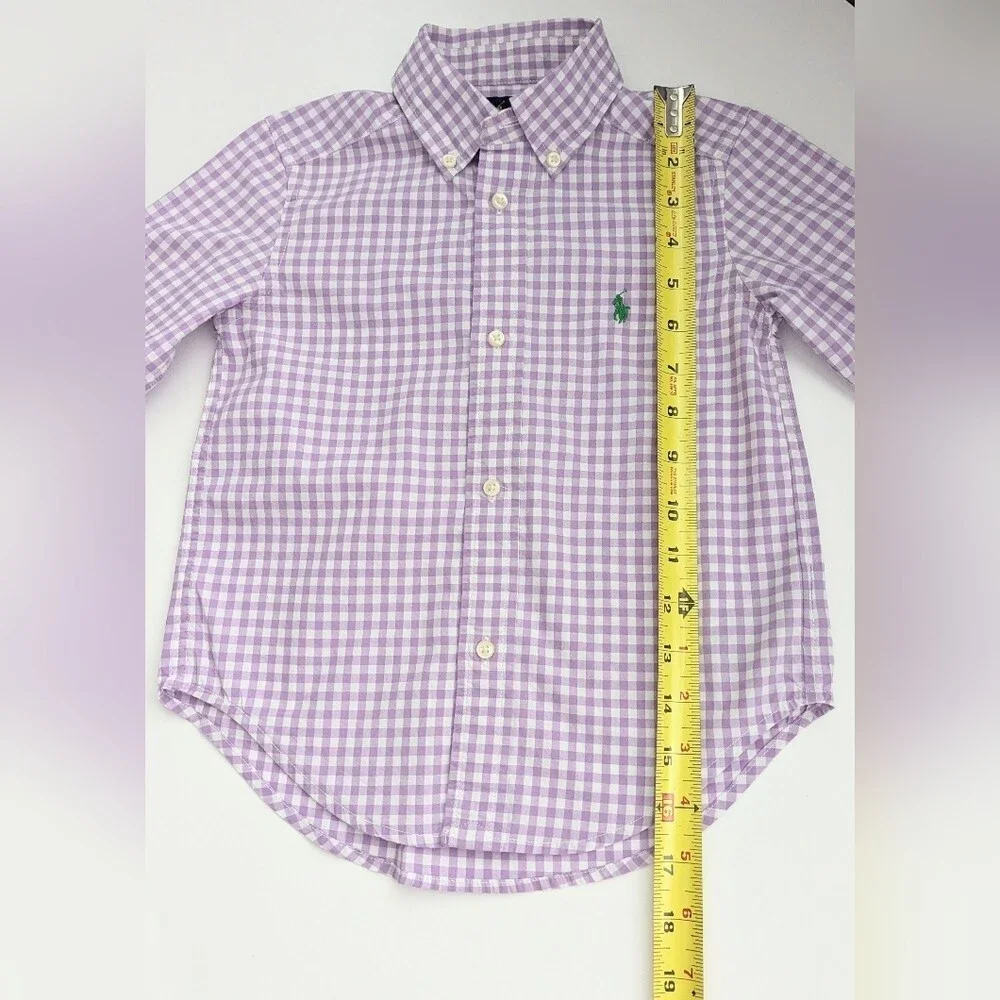 Ralph Lauren Boys' (Size 3/3T) Purple/Lavender & White Gingham Button-Down Shirt
